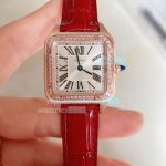 Replica Cartier Santos Demoiselle Rose Gold Silver Dial Watch